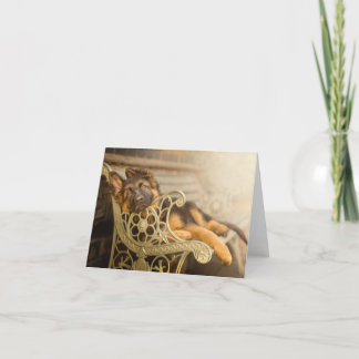 puppy op een bank feestdagen kaart