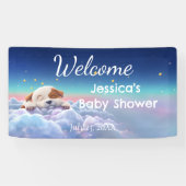 Puppy op een cloud Baby shower Spandoek (Horizontaal)