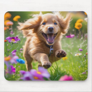 Puppy op het gebied van bloemen Muismat