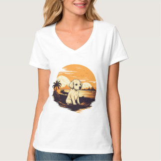 puppy op Sunset T-shirt