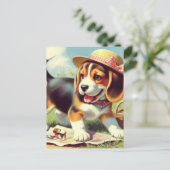 Puppy Painting Cute Beagle Briefkaart (Staand voorkant)
