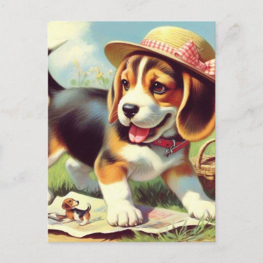 Puppy Painting Cute Beagle Briefkaart (Voorkant)