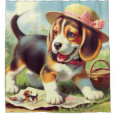 Puppy Painting Cute Beagle Douchegordijn (Voorkant)
