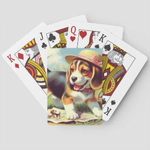 Puppy Painting Cute Beagle Pokerkaarten
