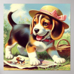Puppy Painting Cute Beagle Poster