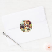 Puppy Painting Cute Beagle Ronde Sticker (Envelop)