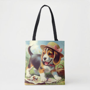Puppy Painting Cute Beagle Tote Bag
