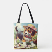 Puppy Painting Cute Beagle Tote Bag (Achterkant)