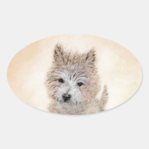 Puppy Painting van airn Terrier - Originele Dog Ar Ovale Sticker