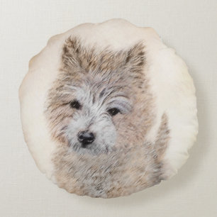 Puppy Painting van airn Terrier - Originele Dog Ar Rond Kussen