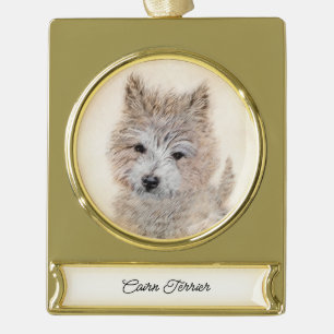 Puppy Painting van airn Terrier - Originele Dog Ar Verguld Banner Ornament