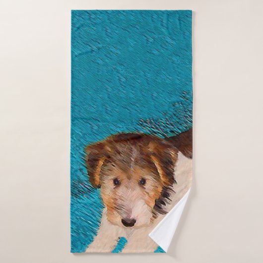 Puppy Painting van Wire Fox Terrier - Originele Do Bad Handdoek (Badhanddoek)