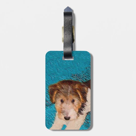 Puppy Painting van Wire Fox Terrier - Originele Do Bagagelabel (Achterkant verticaal)