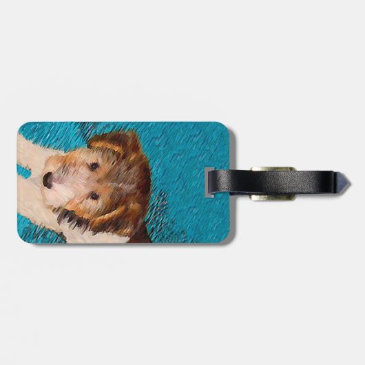 Puppy Painting van Wire Fox Terrier - Originele Do Bagagelabel (Achterkant horizontaal)