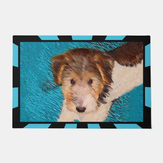 Puppy Painting van Wire Fox Terrier - Originele Do Deurmat (Voorkant)