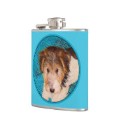 Puppy Painting van Wire Fox Terrier - Originele Do Heupfles (Links)