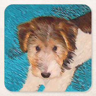 Puppy Painting van Wire Fox Terrier - Originele Do Kartonnen Onderzetters
