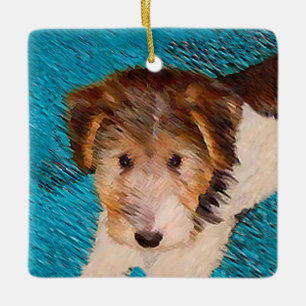 Puppy Painting van Wire Fox Terrier - Originele Do Keramisch Ornament