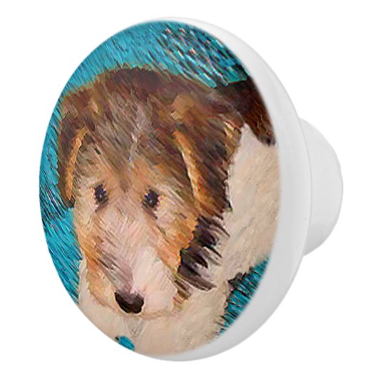 Puppy Painting van Wire Fox Terrier - Originele Do Keramische Knop (Rechts)