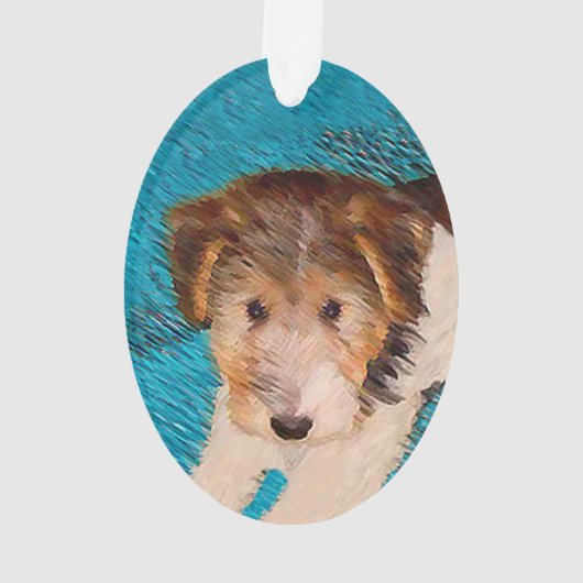 Puppy Painting van Wire Fox Terrier - Originele Do Ornament (achterkant)