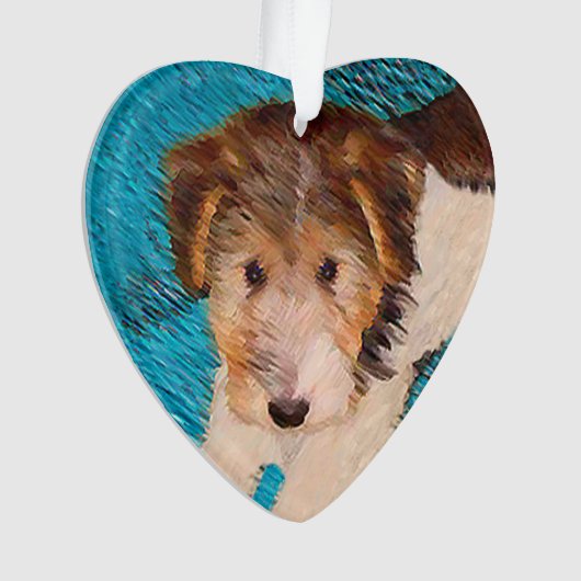 Puppy Painting van Wire Fox Terrier - Originele Do Ornament (voorkant)