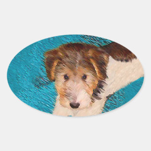 Puppy Painting van Wire Fox Terrier - Originele Do Ovale Sticker