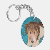 Puppy Painting van Wire Fox Terrier - Originele Do Sleutelhanger (Voorkant Links)