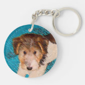 Puppy Painting van Wire Fox Terrier - Originele Do Sleutelhanger (Achterkant)