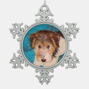 Puppy Painting van Wire Fox Terrier - Originele Do Tin Sneeuwvlok Ornament