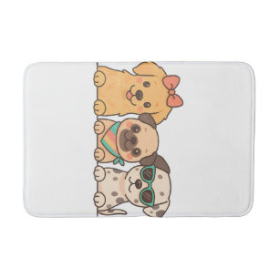 Puppy Pals � Schattig Trio Honden in Pastel Kleure Badmat