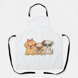Puppy Pals � Schattig Trio Honden in Pastel Kleure Schort