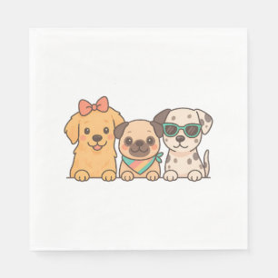 Puppy Pals - Schattige trio van honden in pastelst Servet