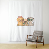 Puppy Pals - Schattige trio van honden in pastelst Wandkleed (In situ)