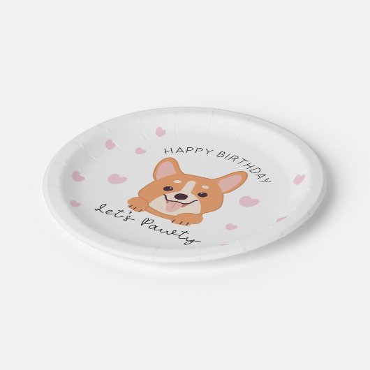 Puppy papieren Borden Lets Pawty Party servies Papieren Bordje (Gekanteld)