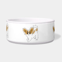 Puppy Papillon Dog Food of Water Bowl
