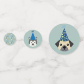 Puppy Party, blauw en groen Confetti (Voorkanten)