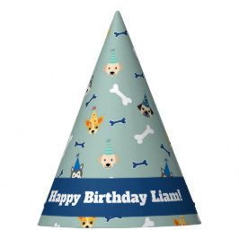 Puppy Party, blauw en groen Feesthoedjes