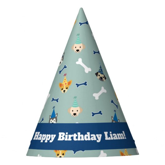 Puppy Party, blauw en groen Feesthoedjes (Voorkant)