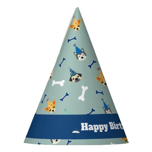 Puppy Party, blauw en groen Feesthoedjes (Links)