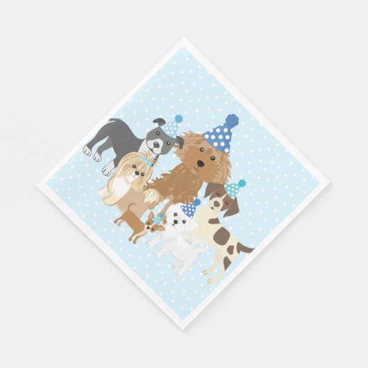 Puppy Party Blue Paper Plate for Kids Birthday  Servet (Hoek)