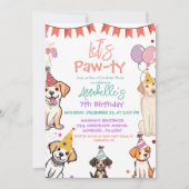 Puppy Party Dog Let's Pawty Verjaardag Kaart (Voorkant)