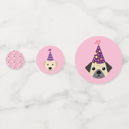 Puppy Party, Dog Party roze en Paarse Confetti (Voorkanten)