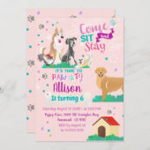 Puppy Party Invitation Kaart (Voorkant / Achterkant)