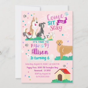 Puppy Party Invitation Kaart