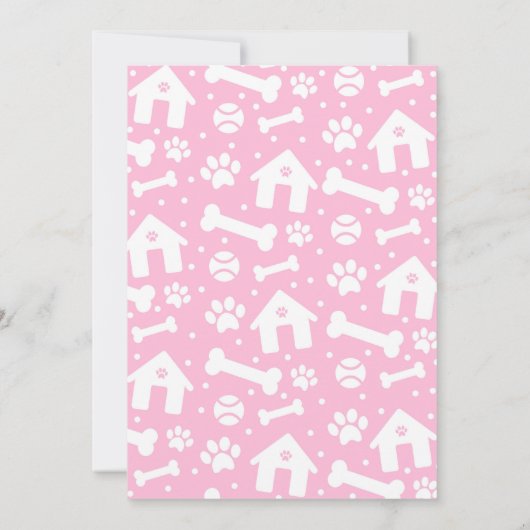 Puppy Party Invitation roze Doggy Birthday Pawty Kaart (Achterkant)