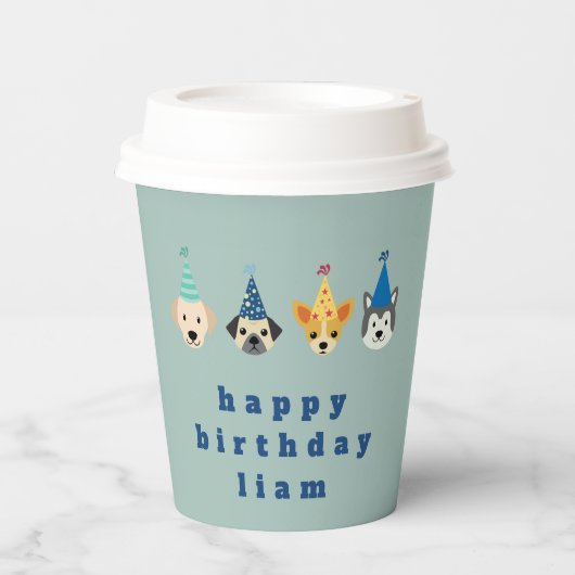 Puppy Party Kinder Celebration Coffee Papieren Bekers (Voorkant)