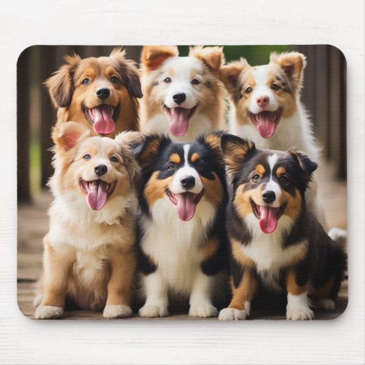 Puppy Party: Liefdevolle Puppies Mousepad Muismat (Voorkant)