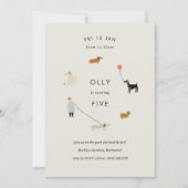 Puppy Party Modern Dog Birthday Invite - Beige Kaart (Voorkant)