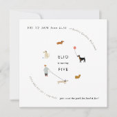 Puppy Party Modern Dog Birthday Invite - Square Kaart (Voorkant)