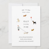 Puppy Party Modern Dog Birthday Invite - White Kaart (Voorkant)